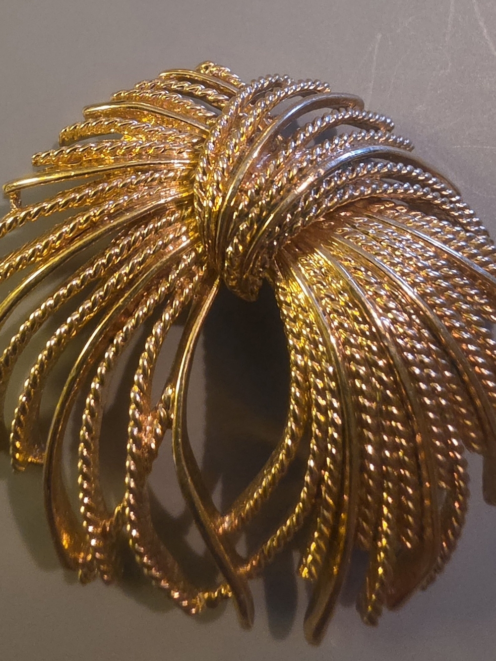 Signed Vintage Spectacular Monet Gold-Tone Multi-Loop Twisted Rope Brooch